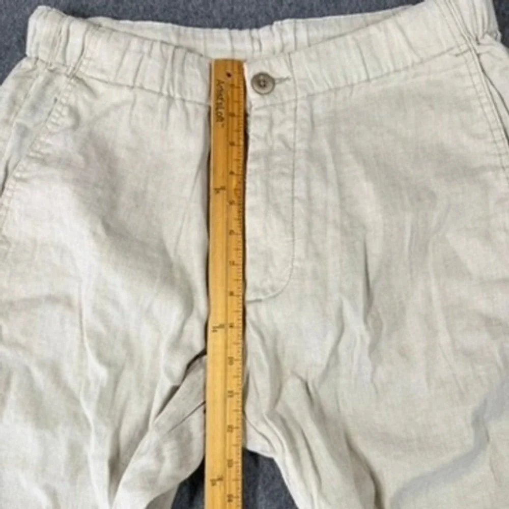Tommy Bahama Mens Beige Linen Blend Elastic Waist Relaxed Straight Pants Size M